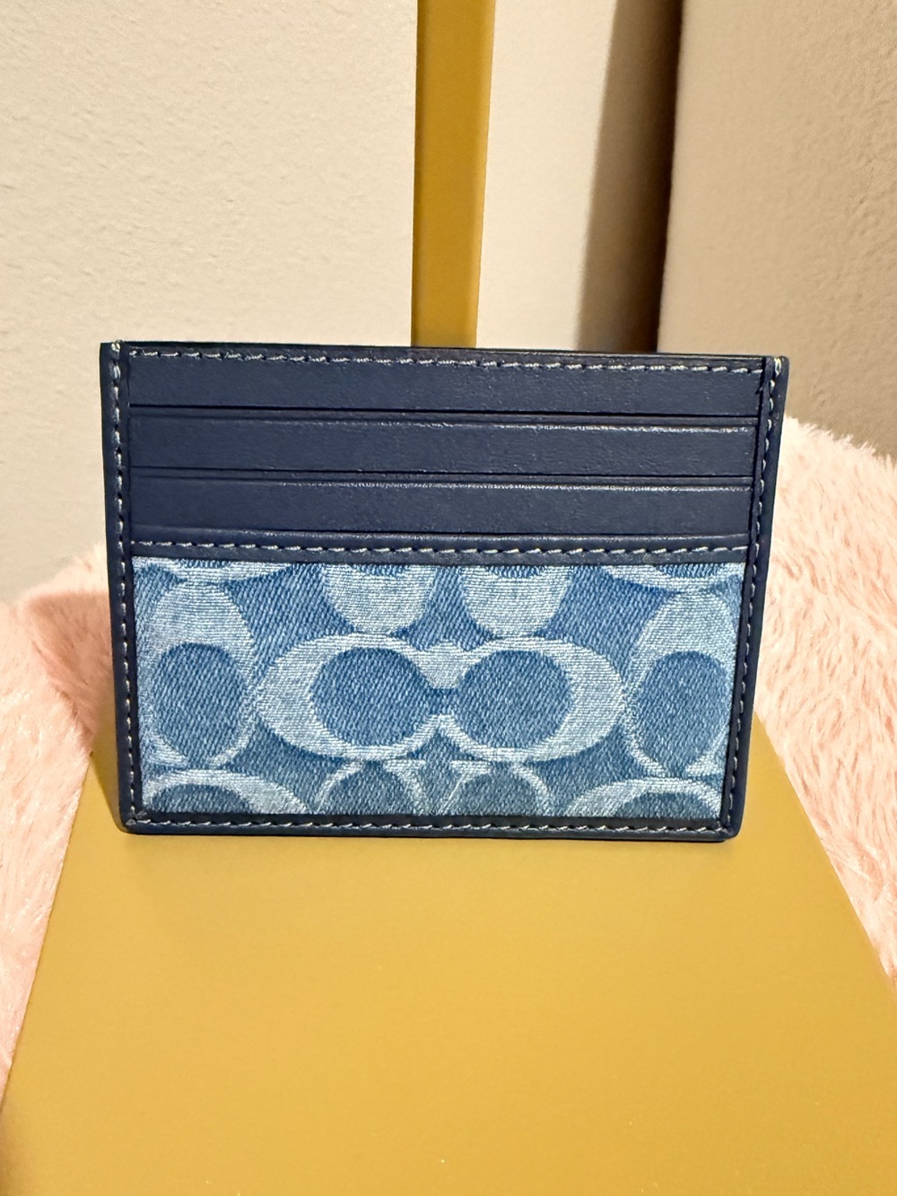 Coach Denim Pattern Blue Card Holder
